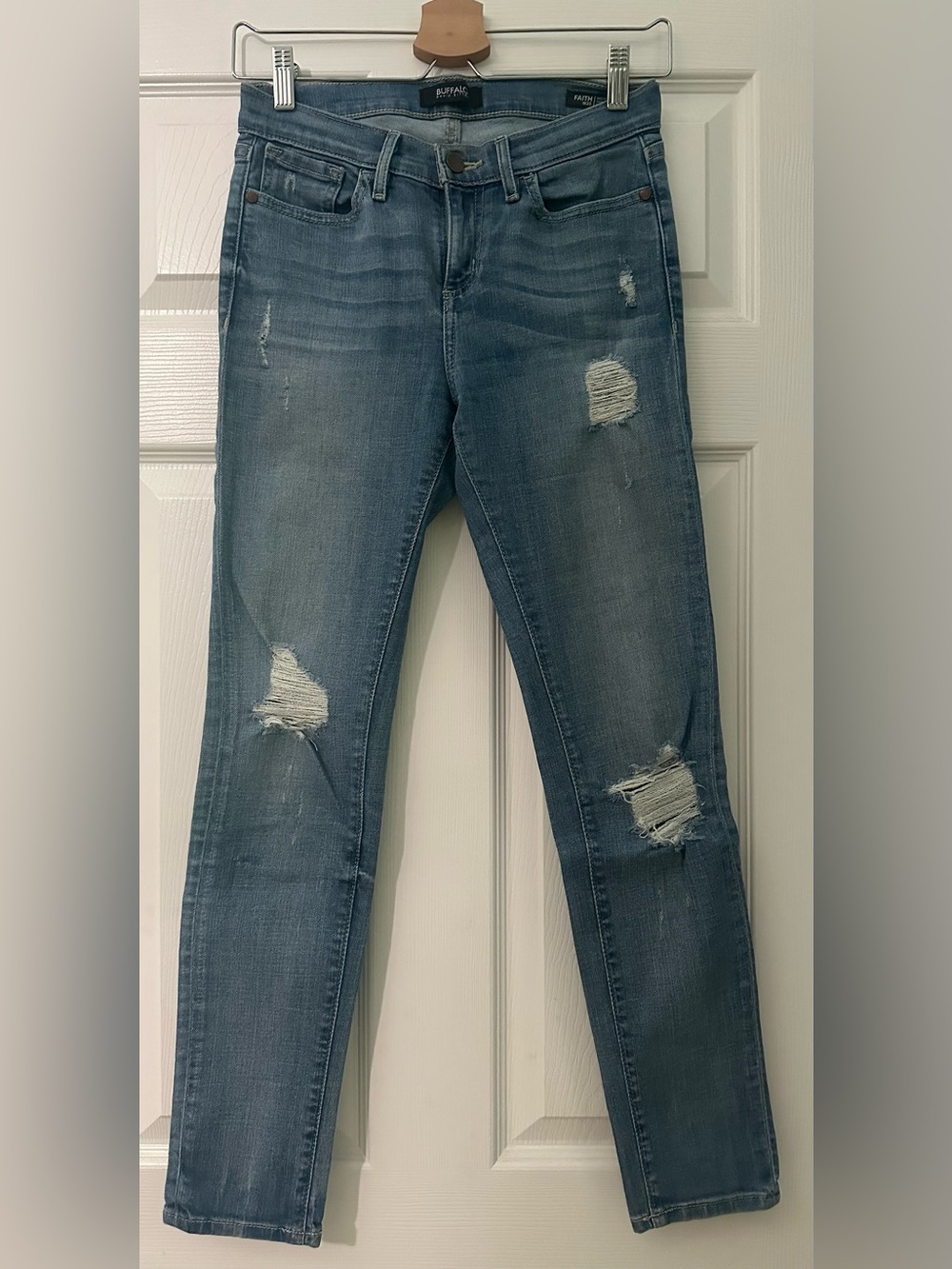 Buffalo David Bitton Faith Mid Rise Skinny Stretch Jeans Distressed Size 25